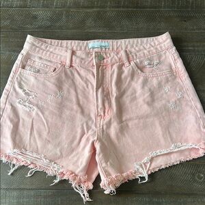 Vervet Pink Distressed Denim Shorts